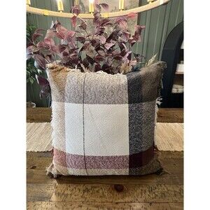 Oversized Woven Plaid Square Throw Pillow Brown/Cream Threshold Studio McGee